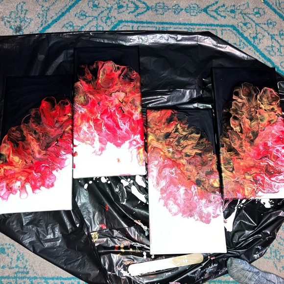 4 pc stretched canvas painting - Picture 1 of 5